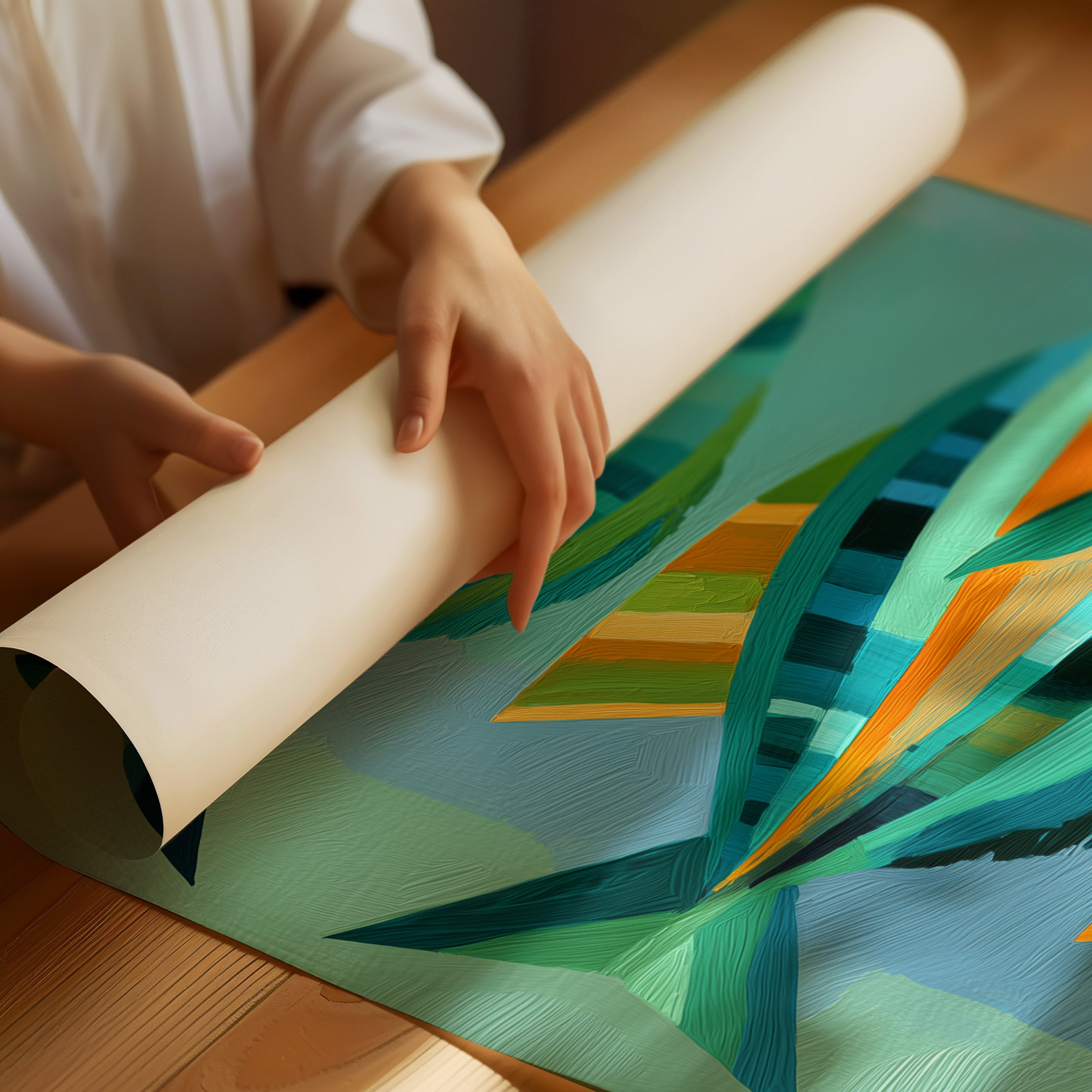 Geometric Trio Glides Through Aqua Depths