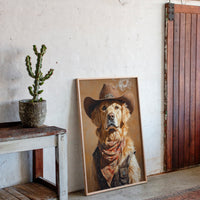Golden Retriever Gunslinger in a Cowboy Hat
