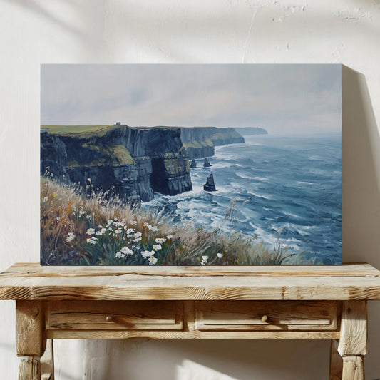 Wild Daisies Dance Above Atlantic Cliffs