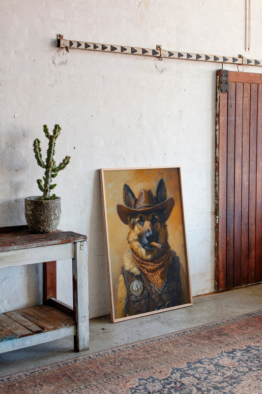 German Shepherd Sheriff in the Saddle