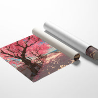 Cherry Blossoms Dance Above Ocean Paths