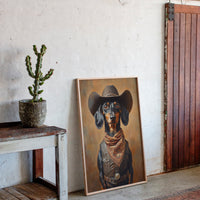 Cowboy Dachshund in Leather and Lace