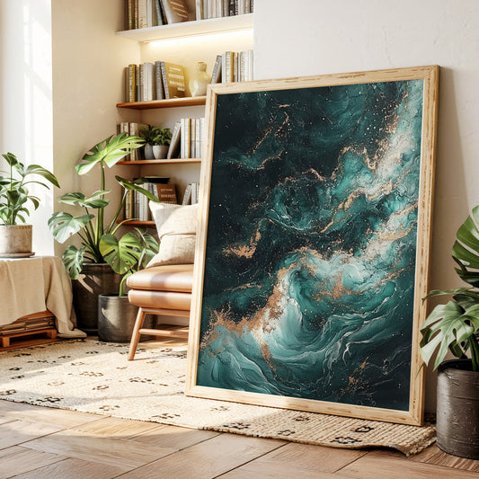 Celestial Drift in Emerald and Gold