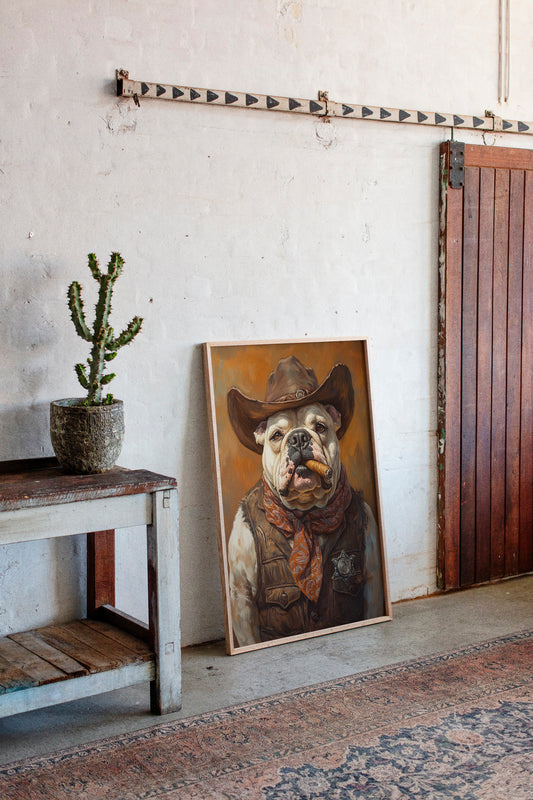 Bulldog Sheriff with a Cigar and Scowl