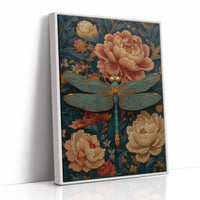 The Dragonfly Rests Among Peonies