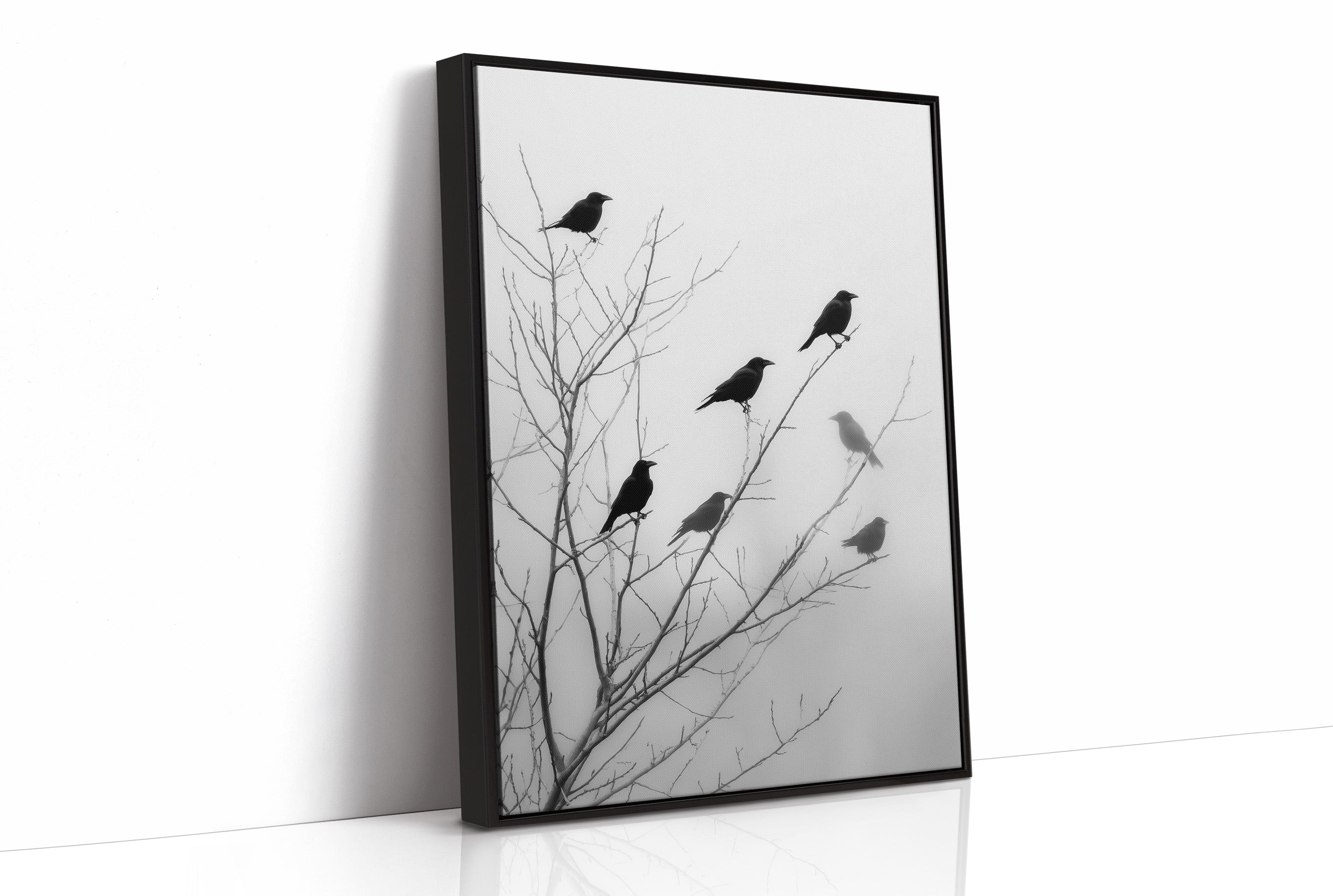 Ravens Perch On Winter Branches