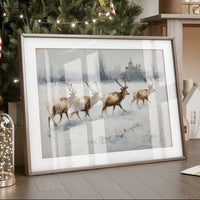 Winter Stags Cross Ancient Castle Grounds
