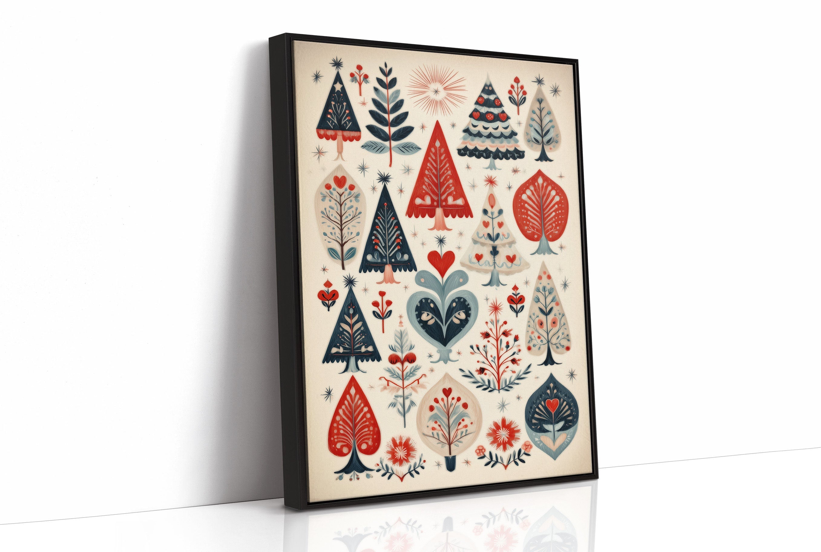 Scandinavian Folk-Art Christmas Trees Pattern