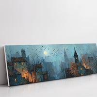 Moonlit Town Beneath Autumn Skies
