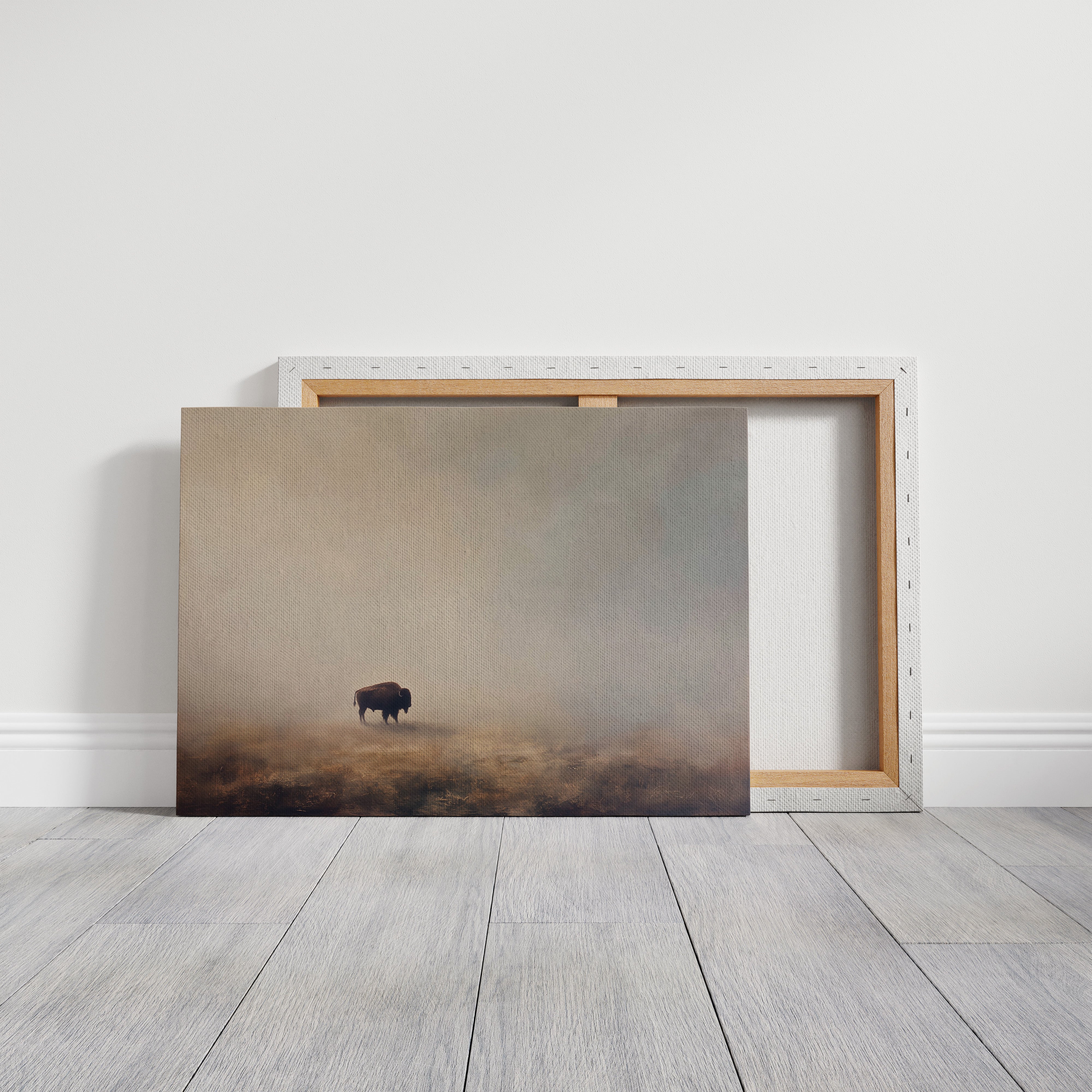 Lone Bison in the Morning Mist