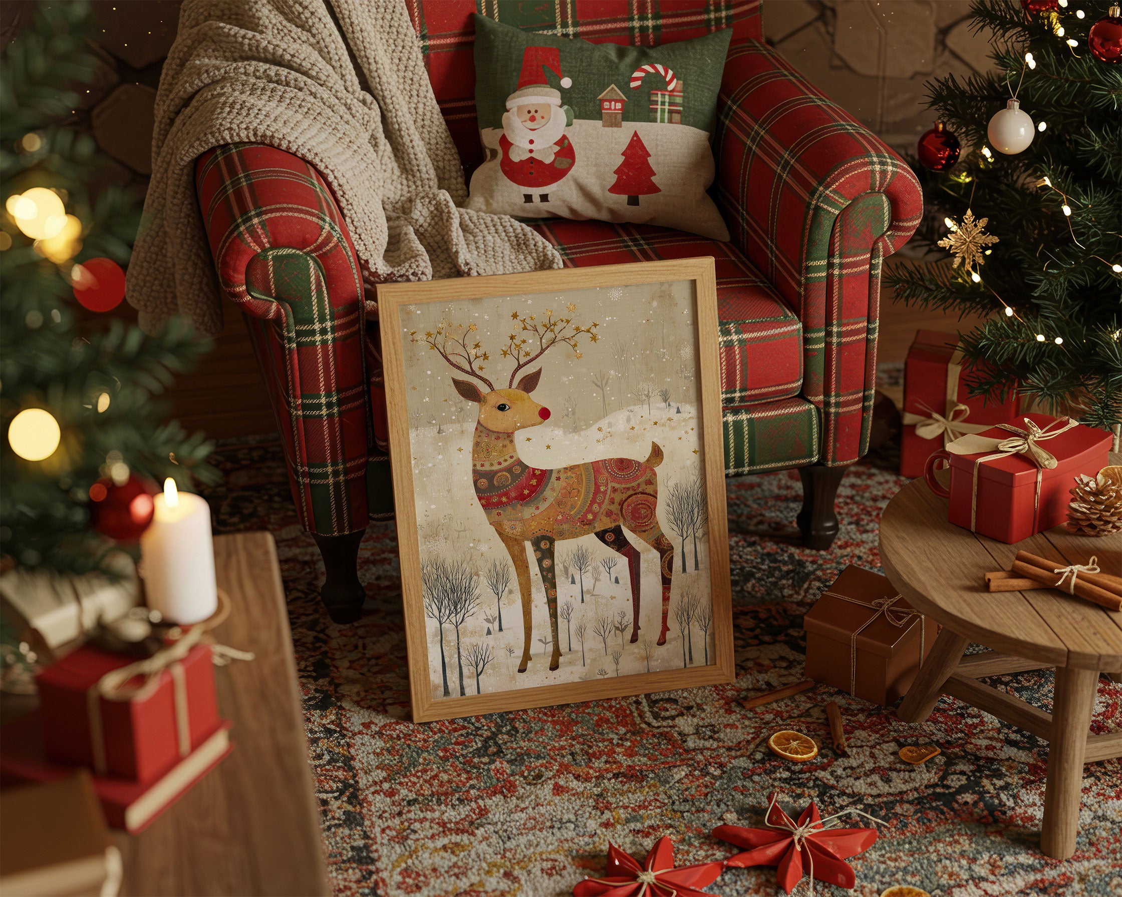 Reindeer Tales In Golden Patterns