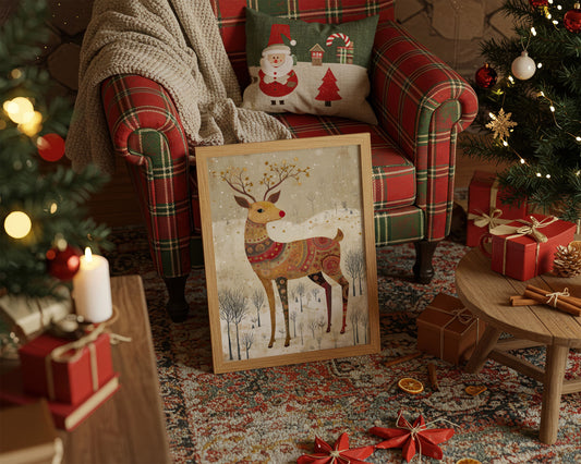 Reindeer Tales In Golden Patterns