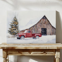 Red Pickup Brings Christmas Home