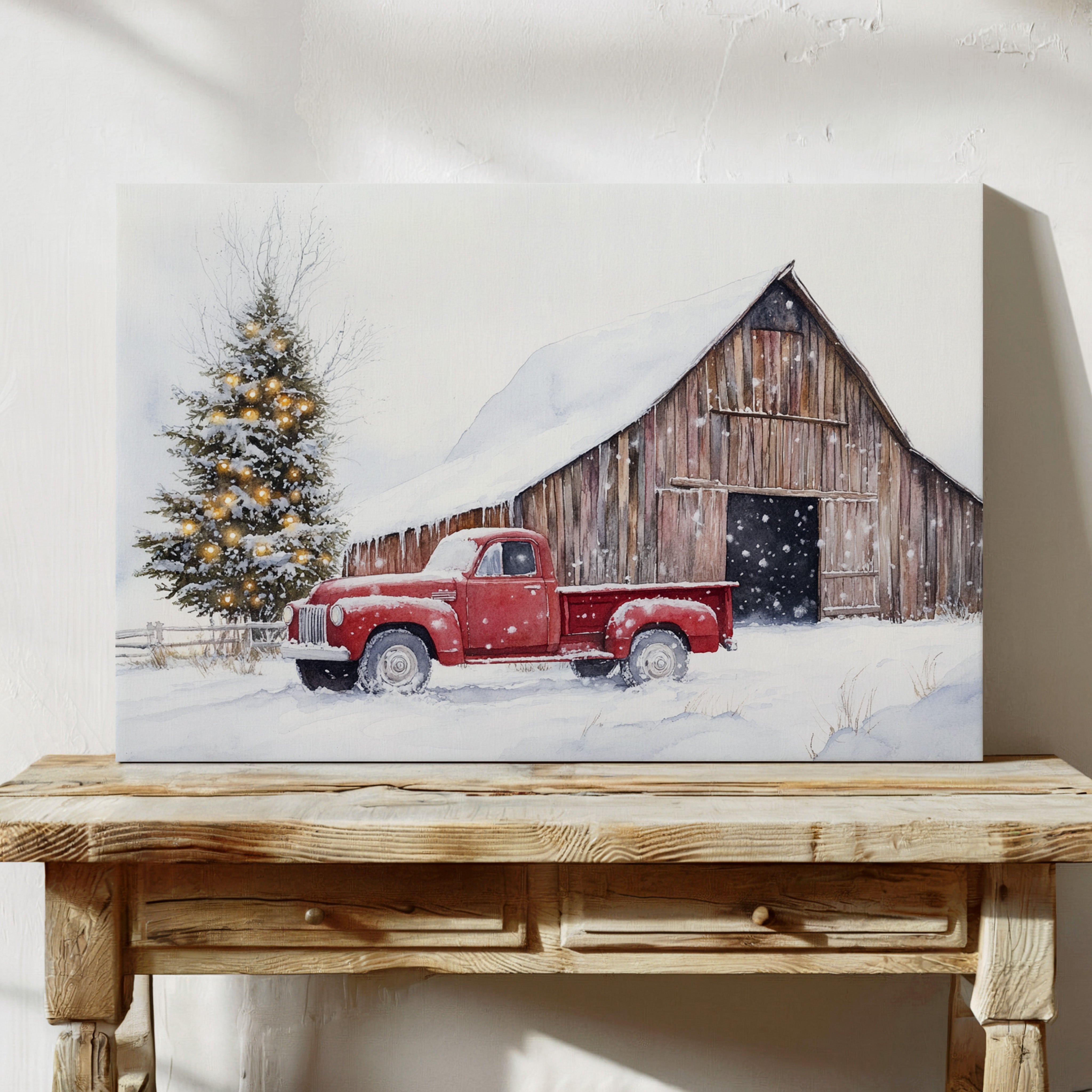 Red Pickup Brings Christmas Home