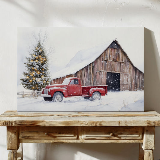 Red Pickup Brings Christmas Home