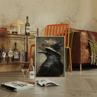 Regal Raven in a Floral Hat