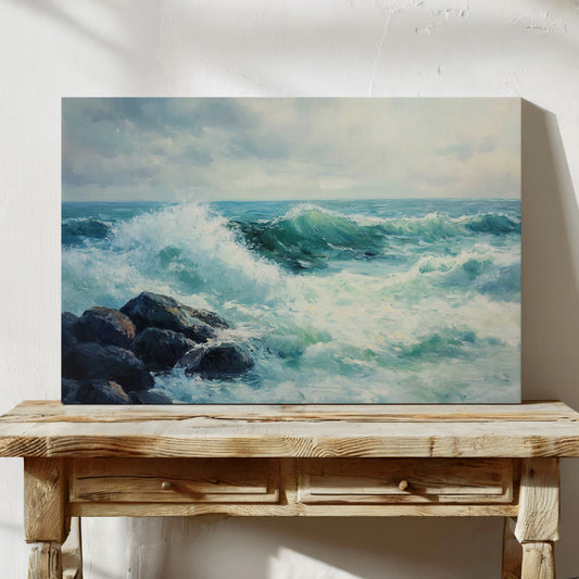 Ocean Swells Dance Against Stone