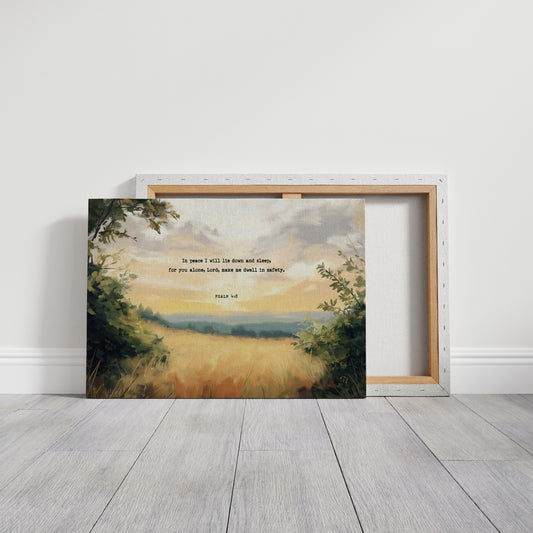 Golden Field of Peace with Psalm 4:8