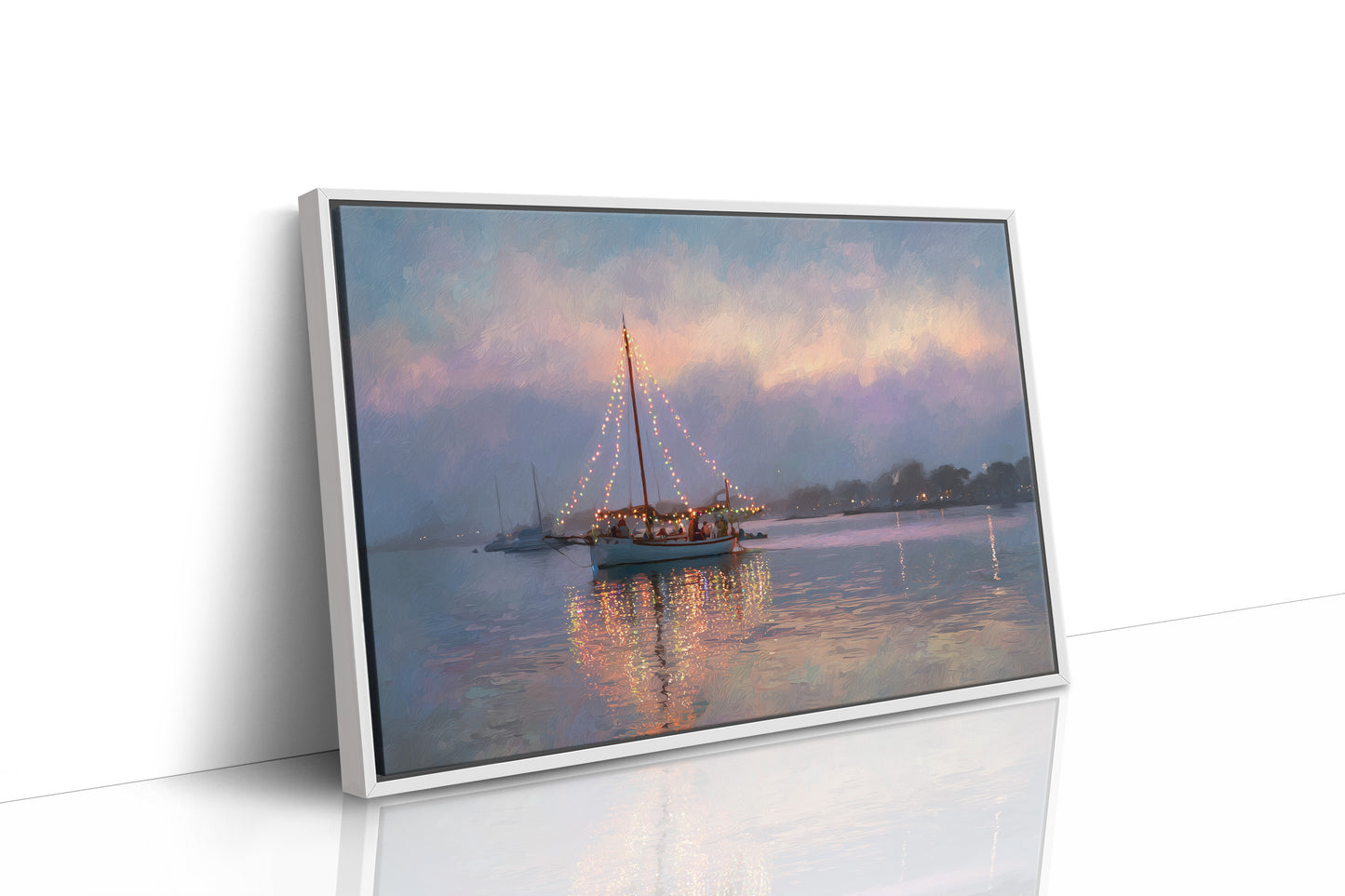 Harbor Lights Glow Against Dusk