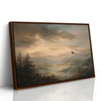 Solitary Flight Through Amber Mist