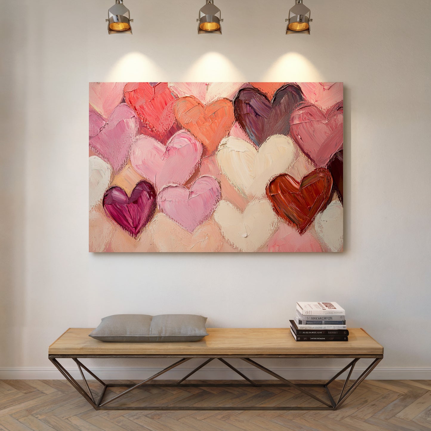 Romantic Textured Hearts – Abstract Love Wall Art Print