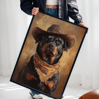 Western Cowboy Rottweiler Print – Rustic Wild West Dog Art