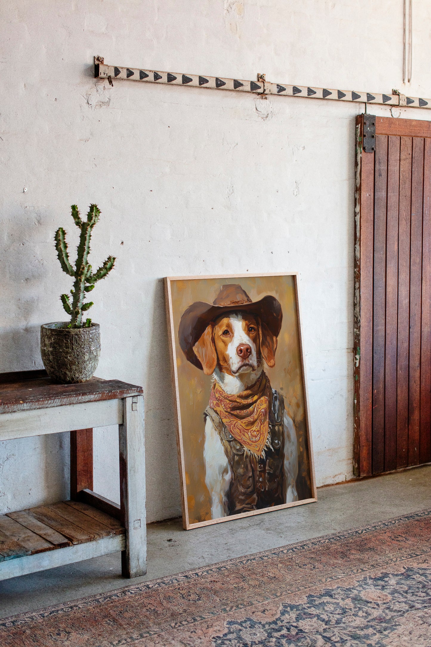Brittany Spaniel Cowboy in Sunset Bandana
