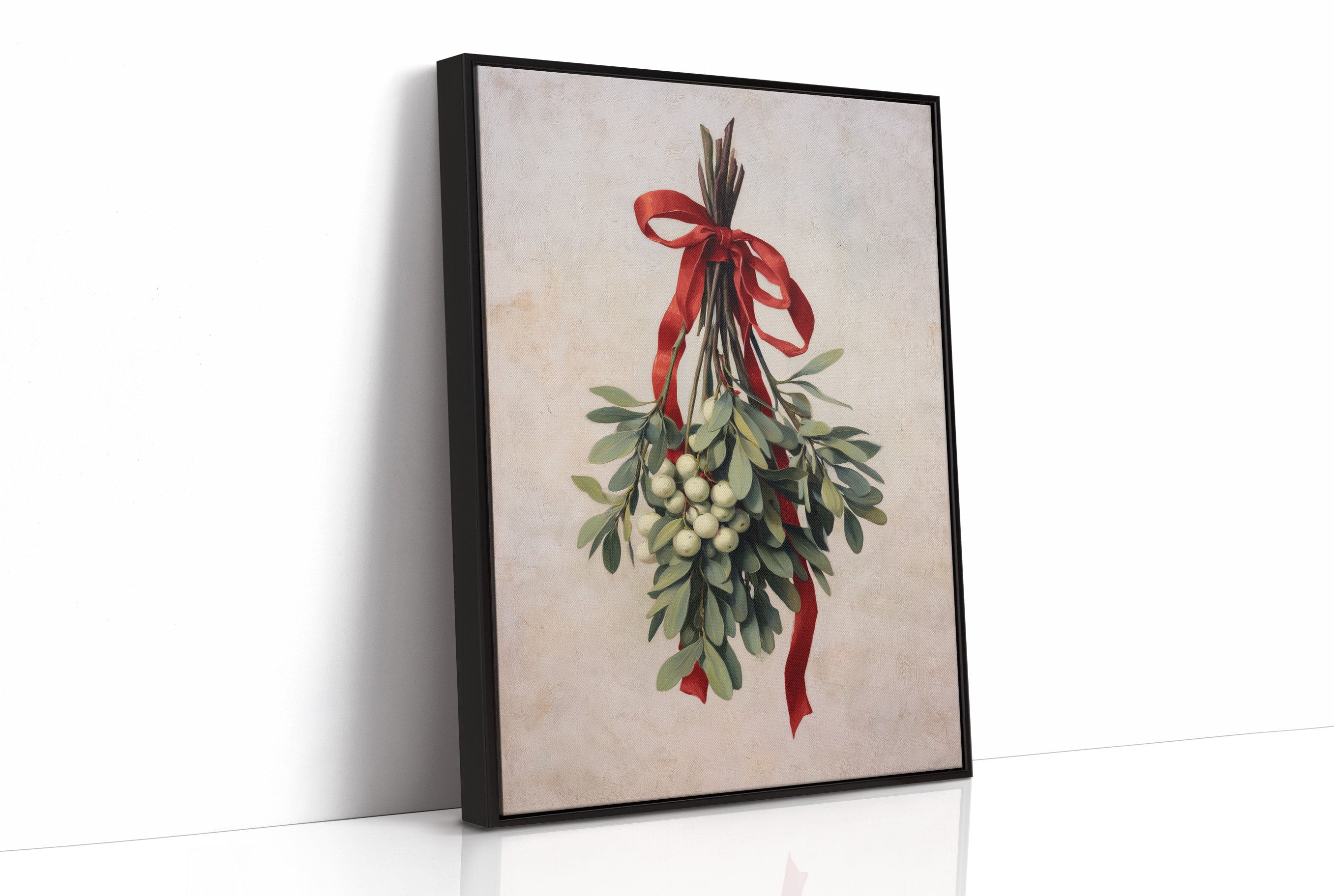 Mistletoe Bound In Crimson Ribbon