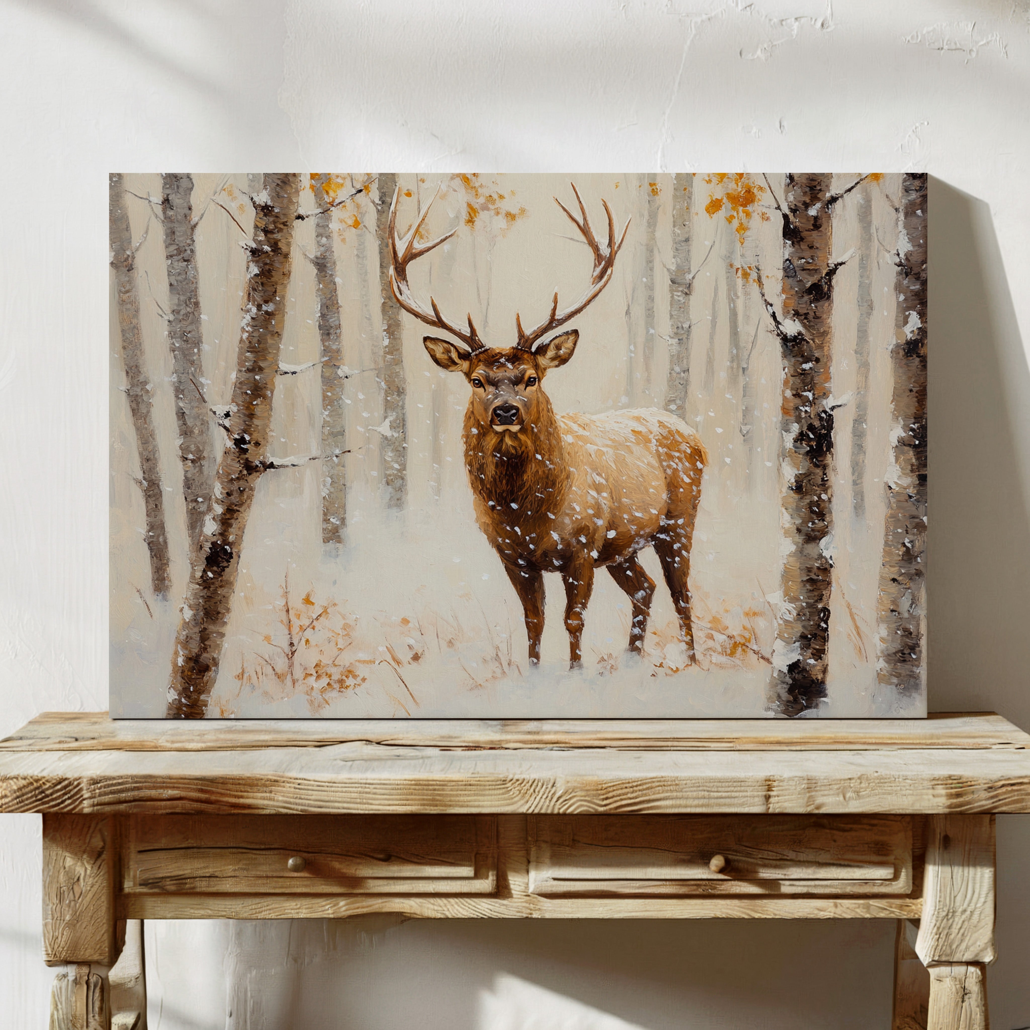 Noble Stag Among Winter Birches