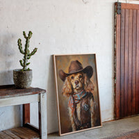 Cocker Spaniel Sheriff in Turquoise and Rust