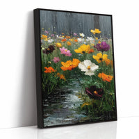 Vibrant Blossoms in Gentle Rain