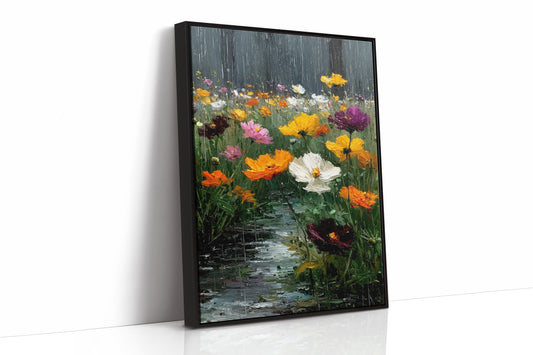 Vibrant Blossoms in Gentle Rain