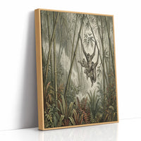 Gibbons Swinging Through Bamboo