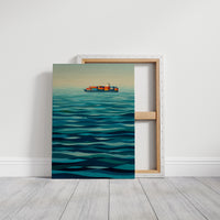 Solitary Vessel Crosses Teal Expanse