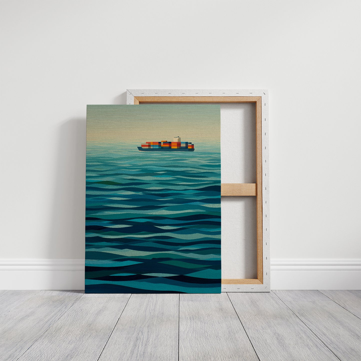 Solitary Vessel Crosses Teal Expanse