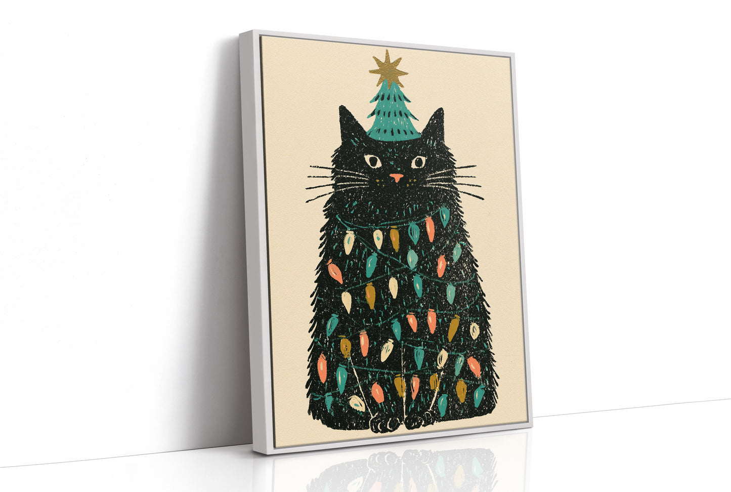 Cat Wrapped in Christmas Lights