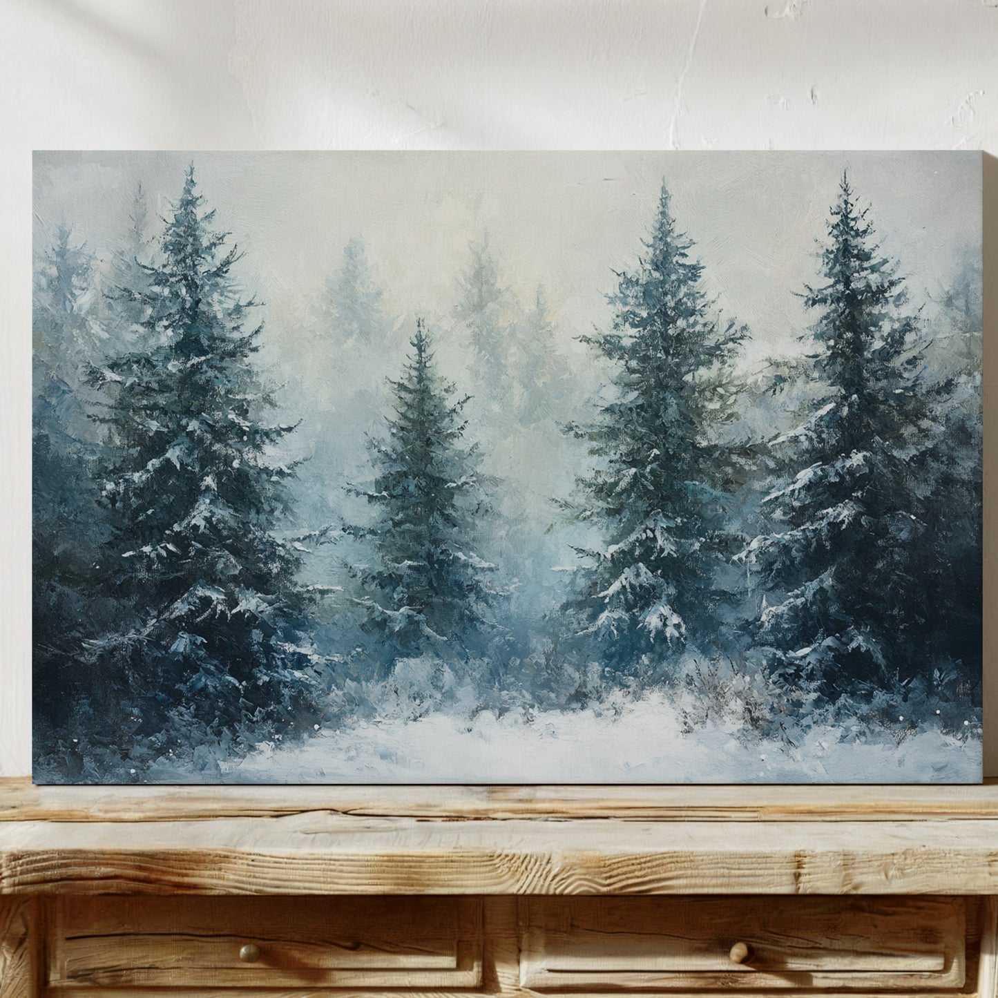 Silent Snow Settles Among Evergreens