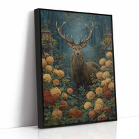 Stag Among Golden Chrysanthemums Glows