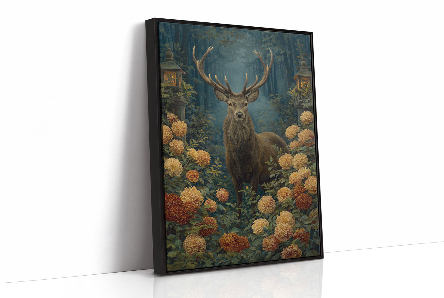 Stag Among Golden Chrysanthemums Glows