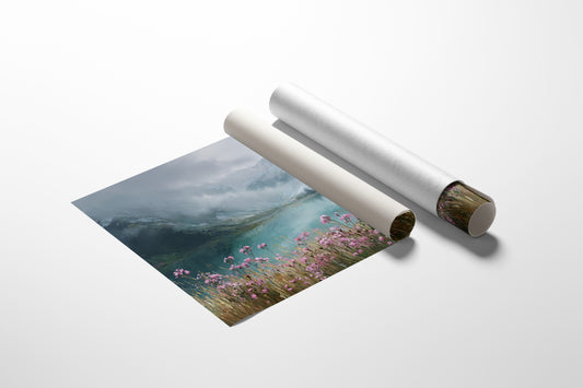 Alpine Wildflowers Meet Misty Waters