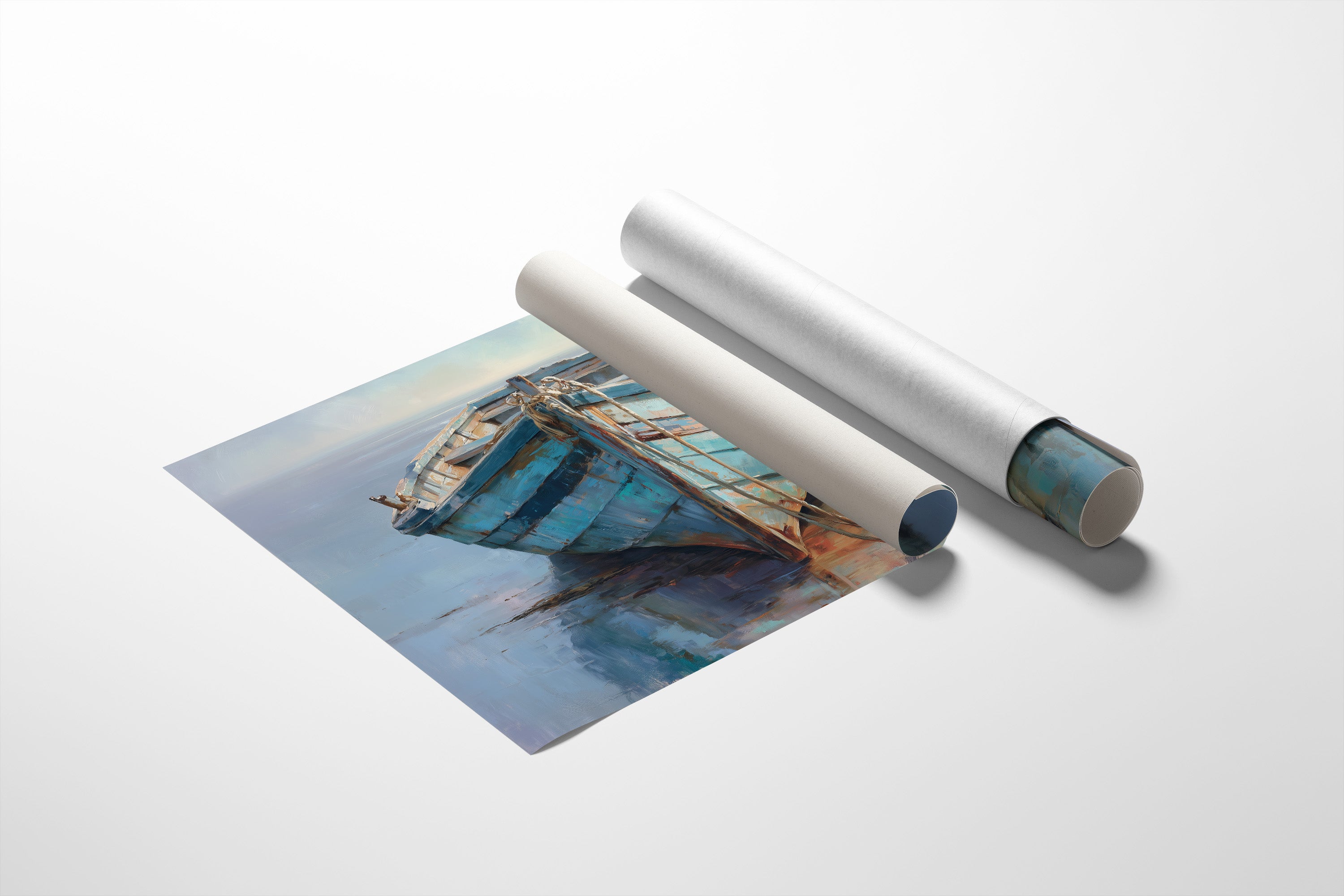 Blue Boat Rests At Tide