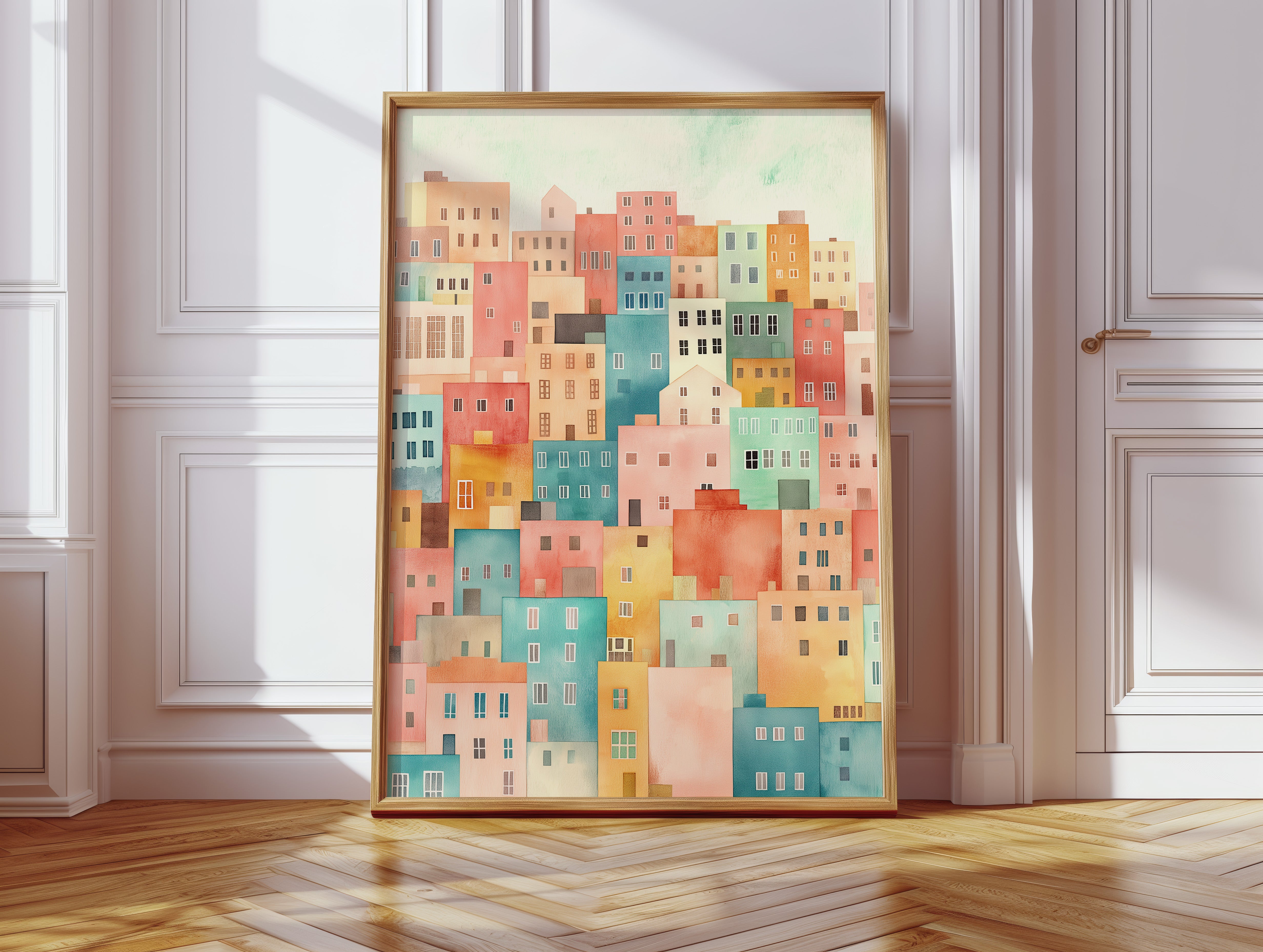 Stacked City Dreams Watercolor Print
