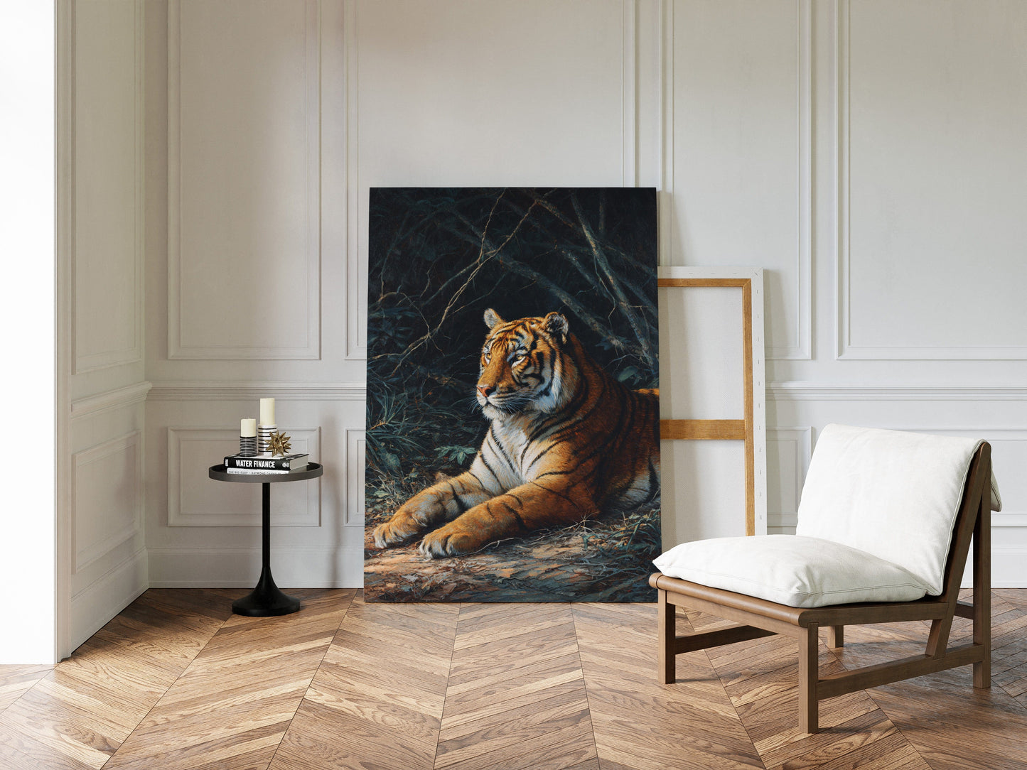 Regal Tiger Against Midnight Marble