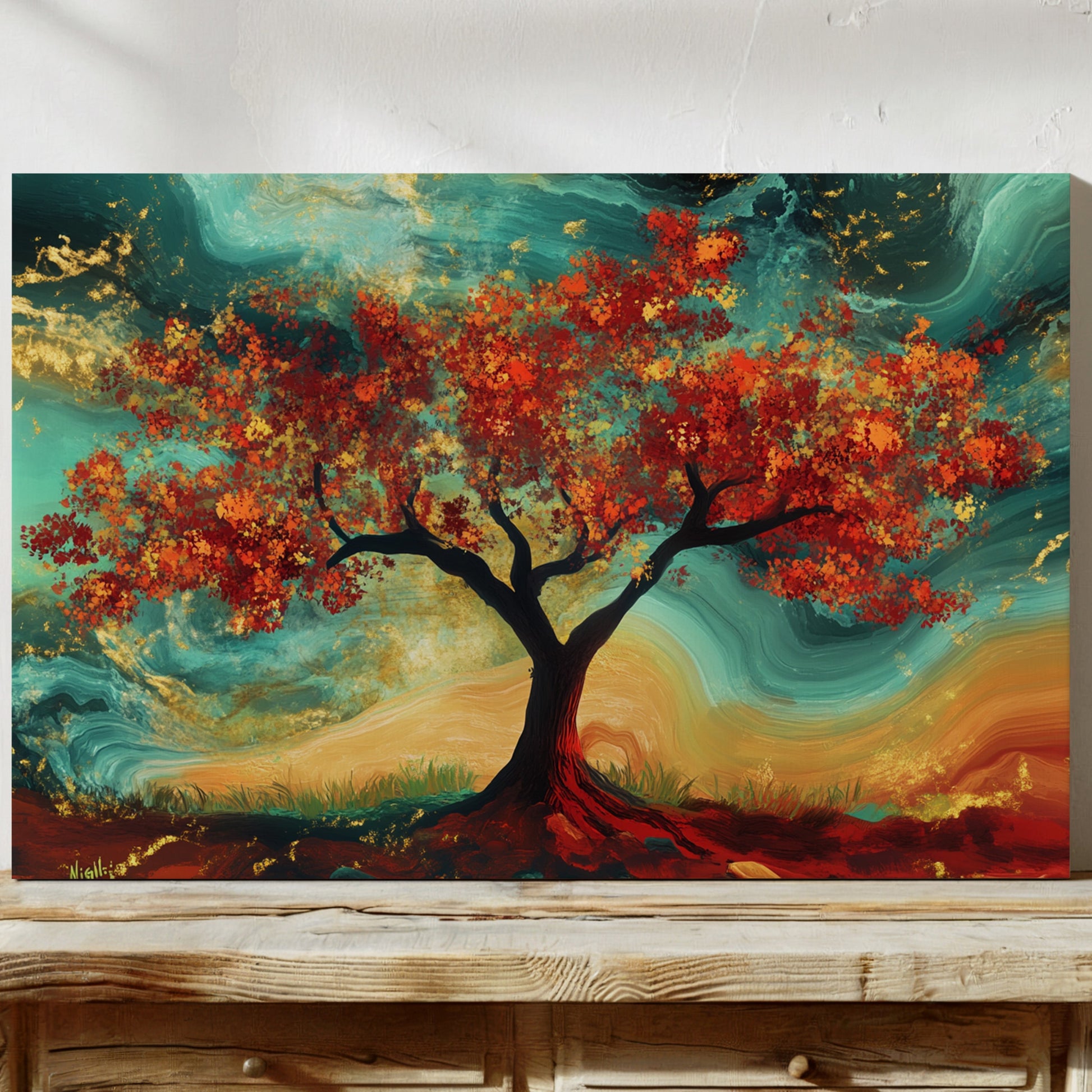 Autumn's Fire Dances With Turquoise Skies