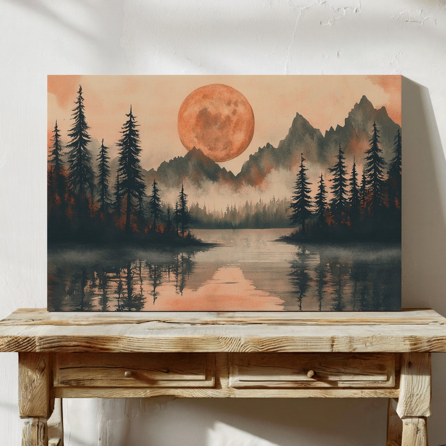 Copper Moon Bathes Mountain Lake