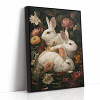 White Rabbits Among Velvet Blooms