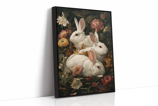 White Rabbits Among Velvet Blooms