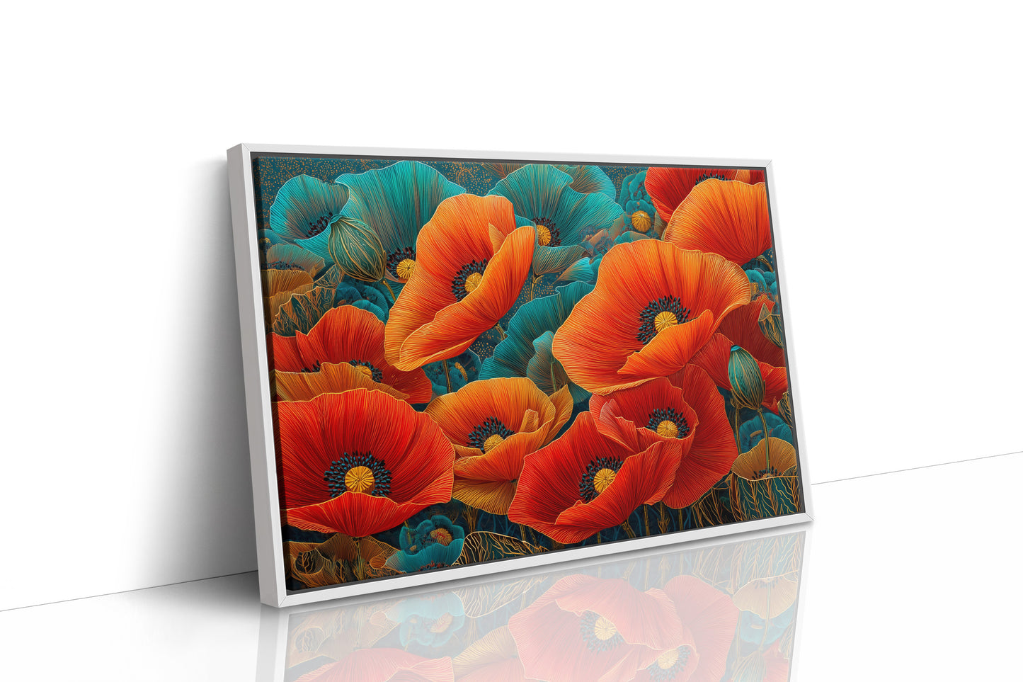 Poppies Dance In Turquoise Dreams