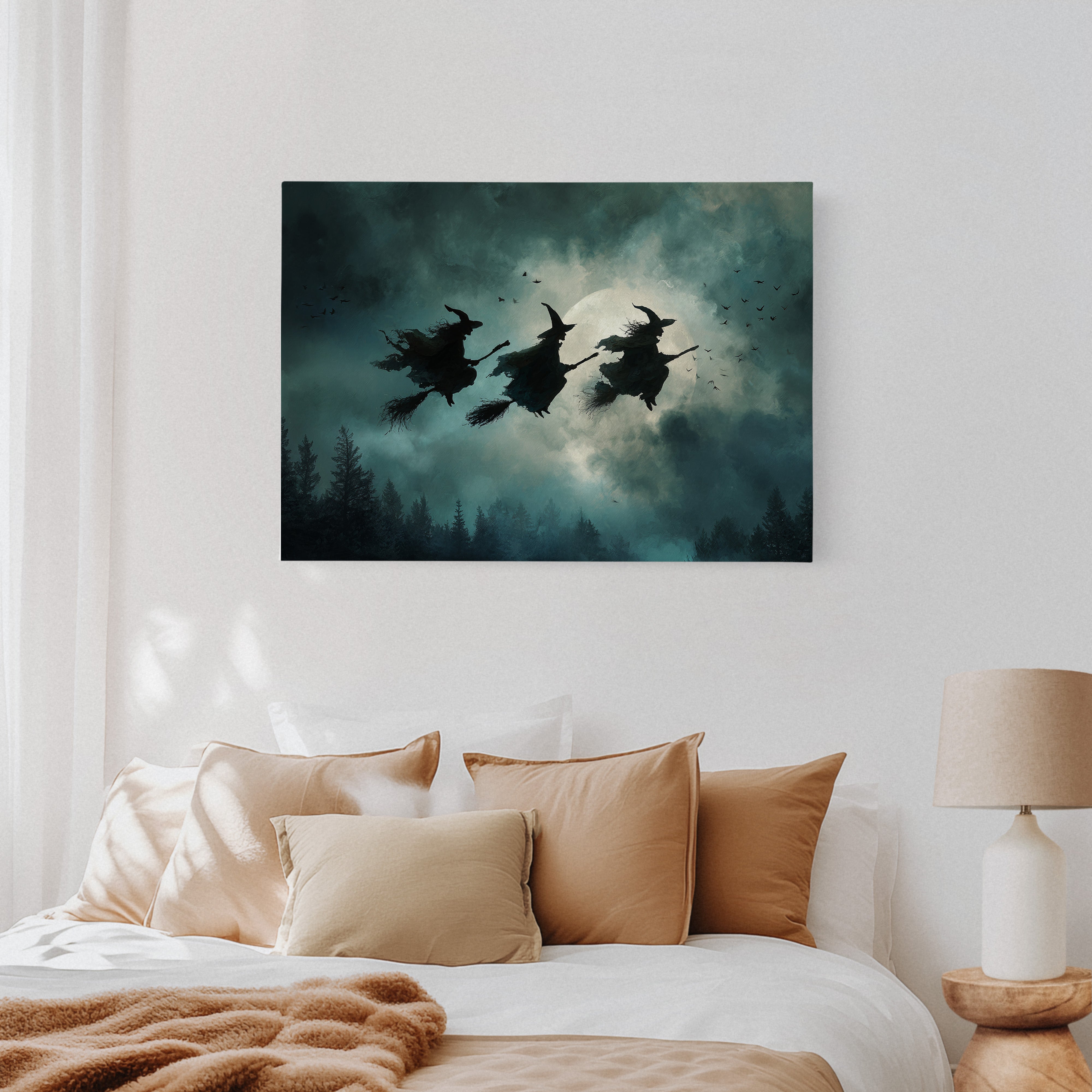 Broomsticks Against a Silver Sky