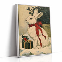 Oil-Painted Bunny with Red Ribbon